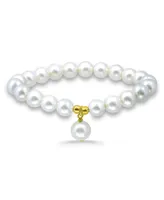 Macy's White Shell Pearl Charm Drop with Stretch Bracelet