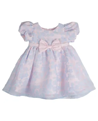 Rare Editions Baby Girls Floral Burnout Organza Social Dress with Diaper Cover