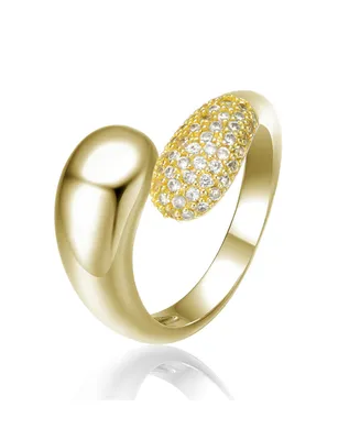 14K Gold Plated with Fine Cubic Zirconia Bypass Ring