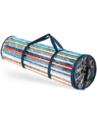 Premium Holiday Gift Wrapping Paper Storage Organizer Bag - Fits Up To 14 Rolls of 40"