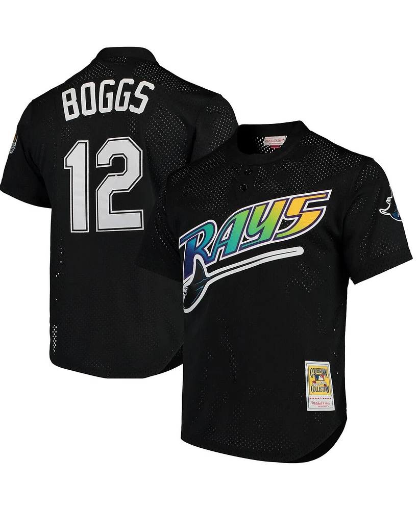 Men's Mitchell & Ness Wade Boggs Black Tampa Bay Rays Cooperstown Collection 1991 Mesh Batting Practice Jersey