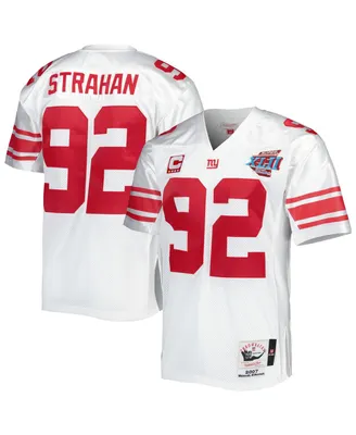 Men's Mitchell & Ness Michael Strahan White New York Giants 2007 Authentic Throwback Retired Player Jersey