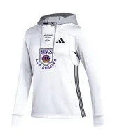 Women's adidas White Los Angeles Kings Refresh Skate Lace Aeroready Pullover Hoodie