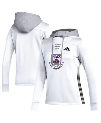 Women's adidas White Los Angeles Kings Refresh Skate Lace Aeroready Pullover Hoodie