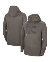 Men's and Women's Nike Olive Milwaukee Bucks 2023/24 Performance Spotlight On-Court Practice Pullover Hoodie