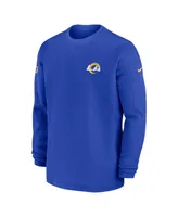 Men's Nike Royal Los Angeles Rams 2023 Sideline Throwback Heavy Brushed Waffle Long Sleeve T-shirt