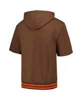 Men's Mitchell & Ness Brown Cleveland Browns Pre-Game Short Sleeve Pullover Hoodie