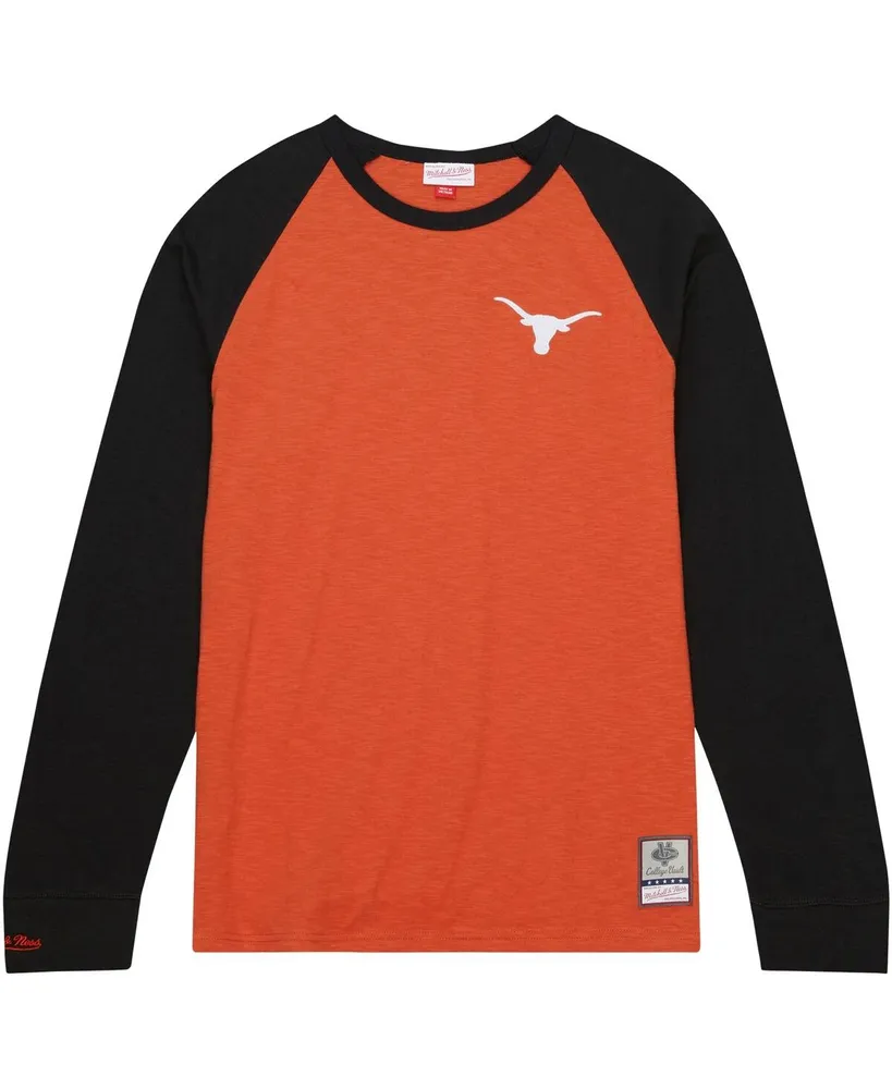 Men's Mitchell & Ness Orange Texas Longhorns Legendary Slub Raglan Long Sleeve T-shirt