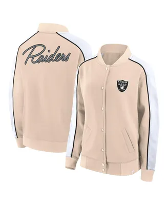 Women's Fanatics Tan Las Vegas Raiders Lounge Full-Snap Varsity Jacket
