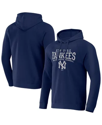 Men's Darius Rucker Collection by Fanatics Navy Distressed New York Yankees Waffle-Knit Raglan Pullover Hoodie