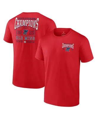 Men's Fanatics Red Ole Miss Rebels 2023 Peach Bowl Champions Score T-shirt