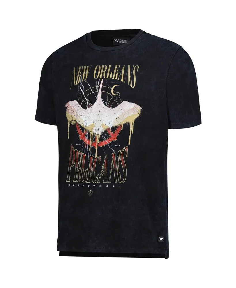 Men's and Women's The Wild Collective Black Distressed New Orleans Pelicans Tour Band T-shirt