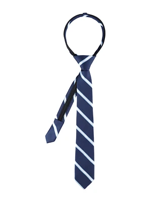Tommy Hilfiger Boys Striped Pre-Tied Zipper Tie