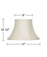 Creme Large Bell Lamp Shade 9" Top x 17" Bottom x 11" Slant x 10.5" High (Spider) Replacement with Harp and Finial - Imperial Shade