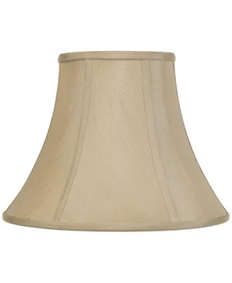 Taupe Medium Bell Lamp Shade 7" Top x 14" Bottom x 11" Slant x 10.5" High (Spider) Replacement with Harp and Finial - Imperial Shade