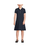 Lands' End Girls School Uniform Short Sleeve Mesh Pleated Polo Dress
