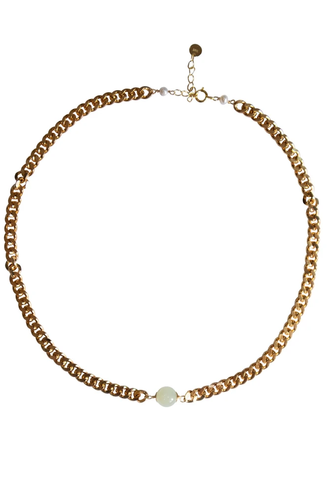 seree Charlotte — Green jade gold chain necklace