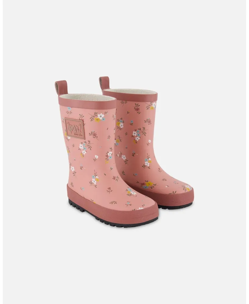 Baby Girl Rain Boots Pink Little Flowers Print - Infant