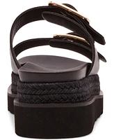 Madden Girl Mythiccal Slip-On Buckled Banded Platform Raffia Sandals