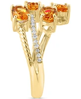 Effy Citrine (1-5/8 ct. t.w) & Diamond (1/10 ct. t.w.) Cluster Bypass Ring in 14k Gold