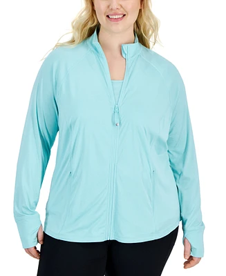 Id Ideology Plus Zip-Front Long Sleeve Jacket, Created for Macy's