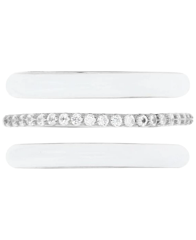 3-Pc. Set Enamel & Cubic Zirconia Stack Ring Sterling Silver