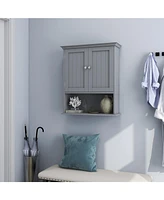Wall Mount Bathroom Cabinet Storage Organizer with Doors and Shelves