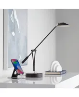 Arnie Modern Desk Lamp 20" High with Usb Charging Port Led Satin Black Metal Adjustable Arm Decor for Living Room Bedroom House Bedside Nightstand Hom