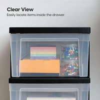 Iris Usa 3-Drawer Plastic Storage Dresser, 2-Pack, Standing Organizer Storage Container Bin with Drawers for Clothes Crafts Classroom Bedroom Dorm, Bl