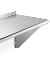 Gridmann 14" x 60" Nsf Stainless Steel Kitchen Wall Mount Shelf w/ Backsplash