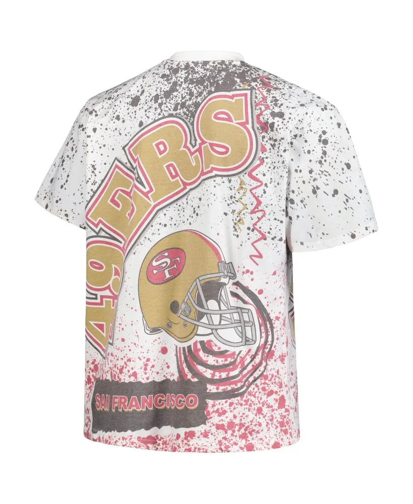 Men's Mitchell & Ness White San Francisco 49ers Big Tall Allover Print T-shirt