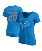 Women's Jahmyr Gibbs Blue Detroit Lions Plus Fair Catch Name and Number V-Neck T-shirt