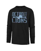 Men's '47 Brand Black Distressed Detroit Lions Wide Out Franklin Long Sleeve T-shirt