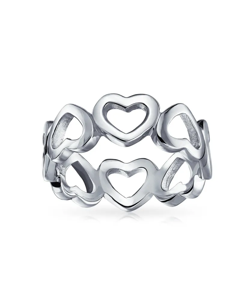 Bff Friendship Alternating Romantic Open Heart Eternity Band Promise Ring For Women Teen Girlfriend .925 Sterling Silver
