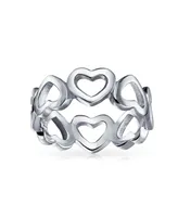 Bling Jewelry Bff Friendship Alternating Open Heart Eternity Band Promise Ring For Women Sterling Silver