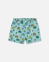 Baby Boy Mid-Thigh Boardshort Printed Beach Caravan - Infant