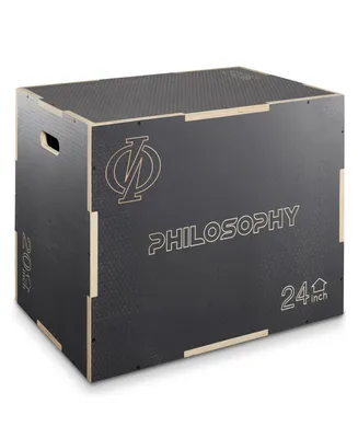 Philosophy Gym 3 in 1 Non-Slip Wood Plyo Box, 30" x 24" x 20", Gray, Jump Plyometric Box for Training and Conditioning