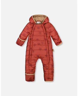 Baby Boy Mid-Season Quilted One Piece Printed Dogs Rust - Infant
