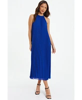 Quiz Women's Pleated Chiffon High Neck Midi Dress