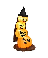 7 Feet Halloween Inflatable Pumpkin Combo with Witch's Hat and Led Lights