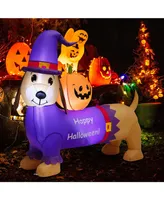 5 Feet Long Halloween Inflatable Dachshund Dog with Pumpkin