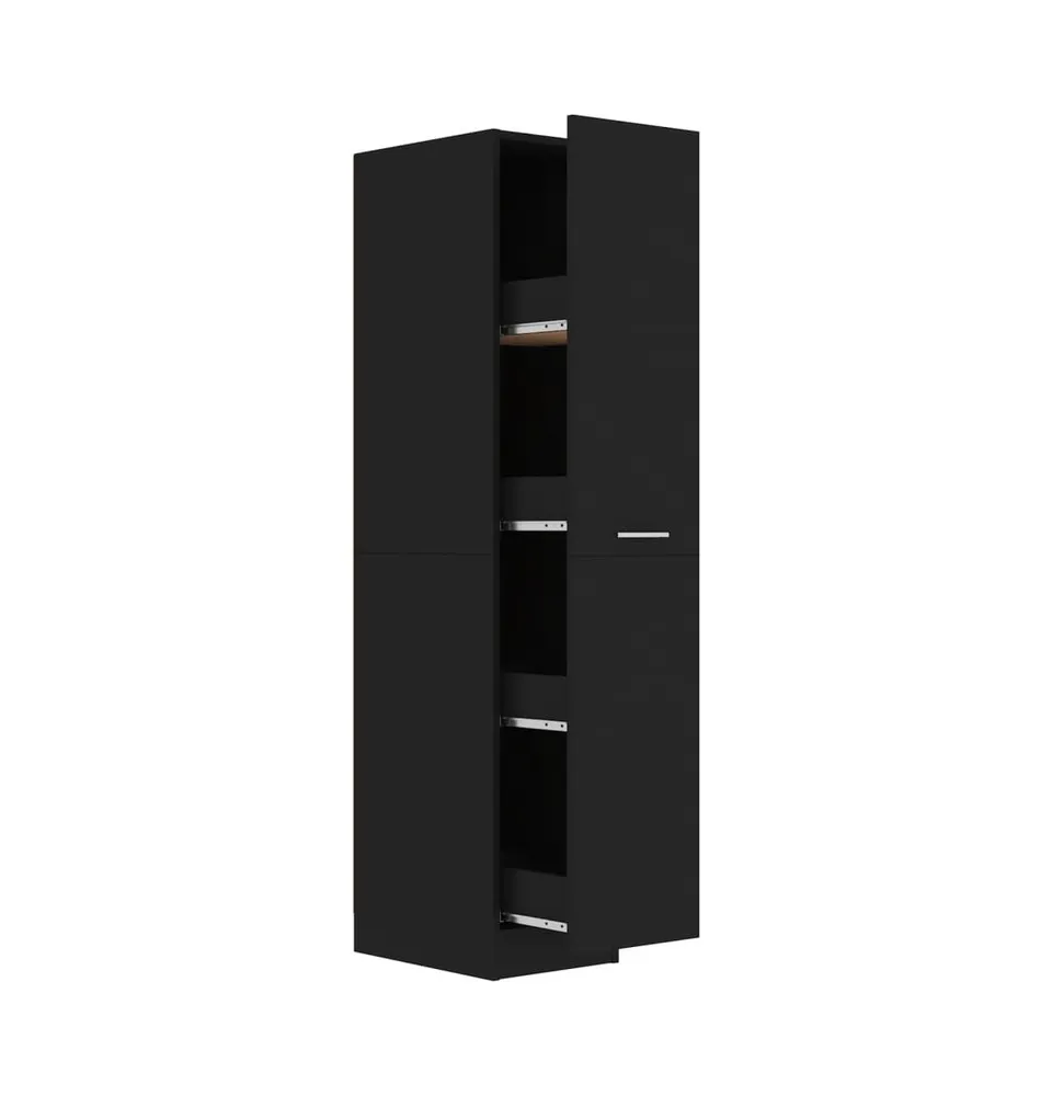 Apothecary Cabinet Black 11.8"x16.7"x59.1" Engineered Wood