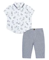 Little Me Baby Boys Puppies Button Front Shirt and Pants Set