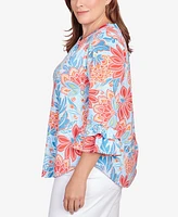 Ruby Rd. Plus Size Bold Floral Puff Print Top