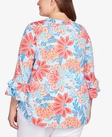 Ruby Rd. Plus Size Bold Floral Puff Print Top