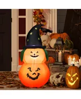 5 Feet Halloween Inflatable Led Pumpkin with Witch Hat