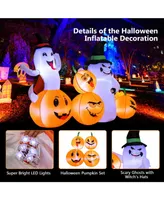 6 Feet Halloween Inflatable Pumpkins and Ghosts with Led Lights