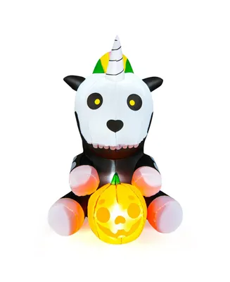 5 Feet Halloween Inflatable Unicorn Skeleton with Pumpkin Lantern