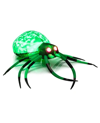 5 Feet Long Halloween Inflatable Creepy Spider with Cobweb and LEDs