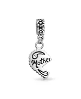 Engrave Mother Daughter Puzzle 2 Piece Split Heart Sisters Bead Charm For Mom .925 Sterling Silver Fit European Bracelet